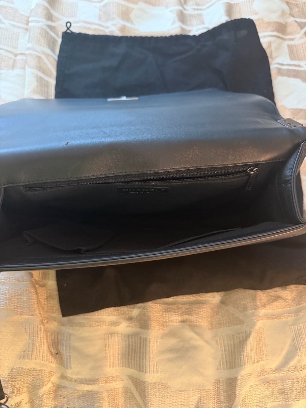 CHANEL Black Leather Messenger Bag
